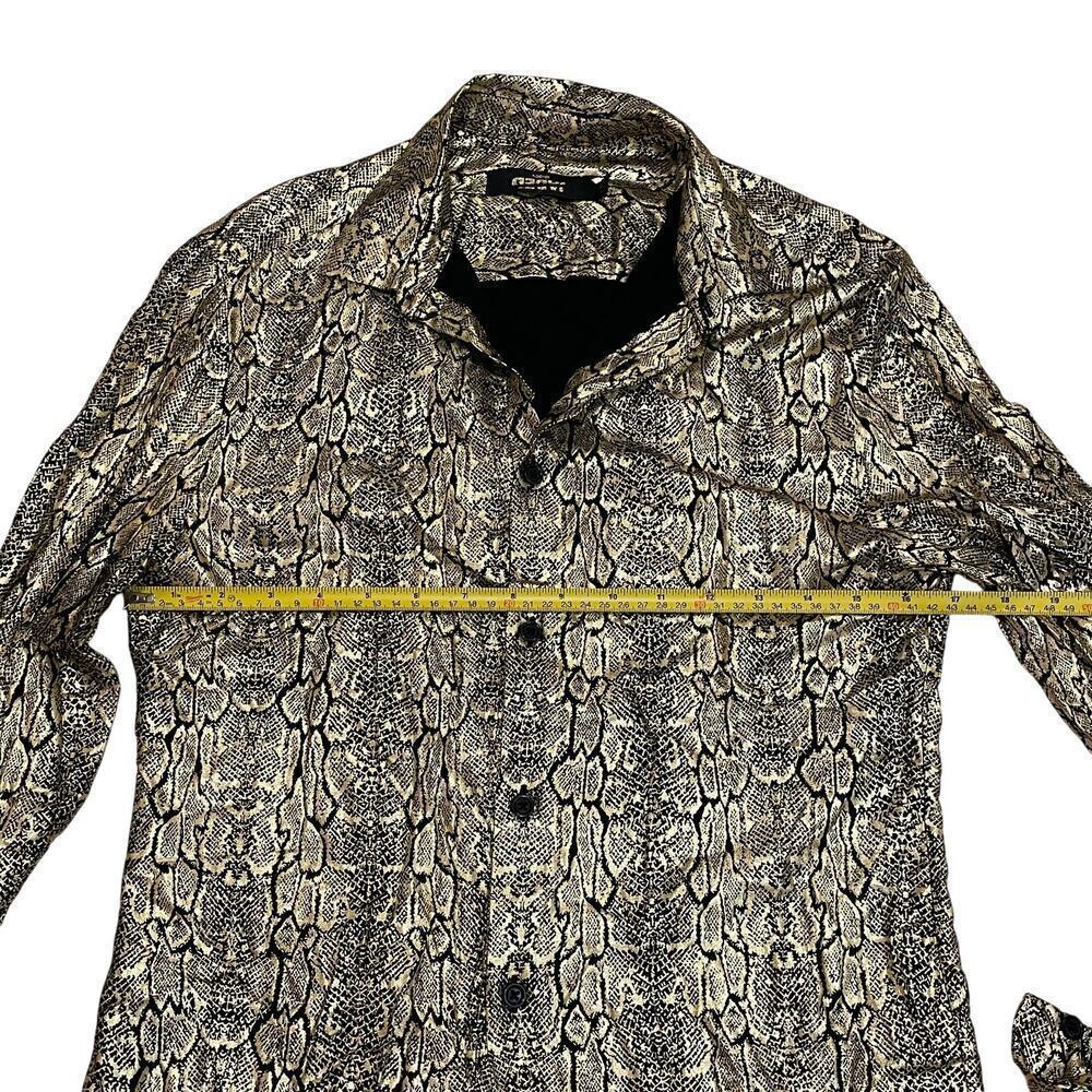 Jaded London Small Metallic Snakeskin Print Shirt | Gold Black Crinkle Y2K Glam - Picture 8 of 9